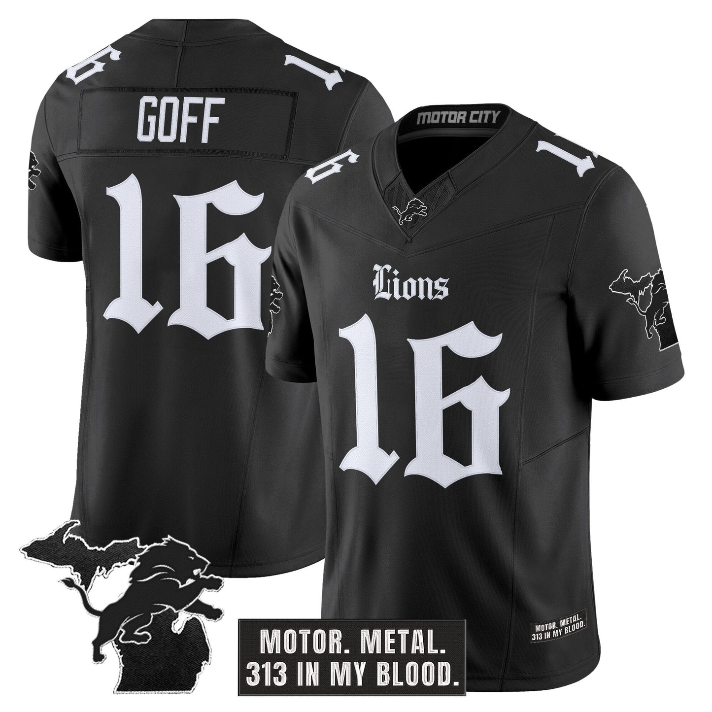 Men's Detroit Lions 'Gothic Motor Grit Edition' Vapor Limited Jersey V2 - All Stitched