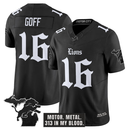 Men's Detroit Lions 'Gothic Motor Grit Edition' Vapor Limited Jersey V2 - All Stitched
