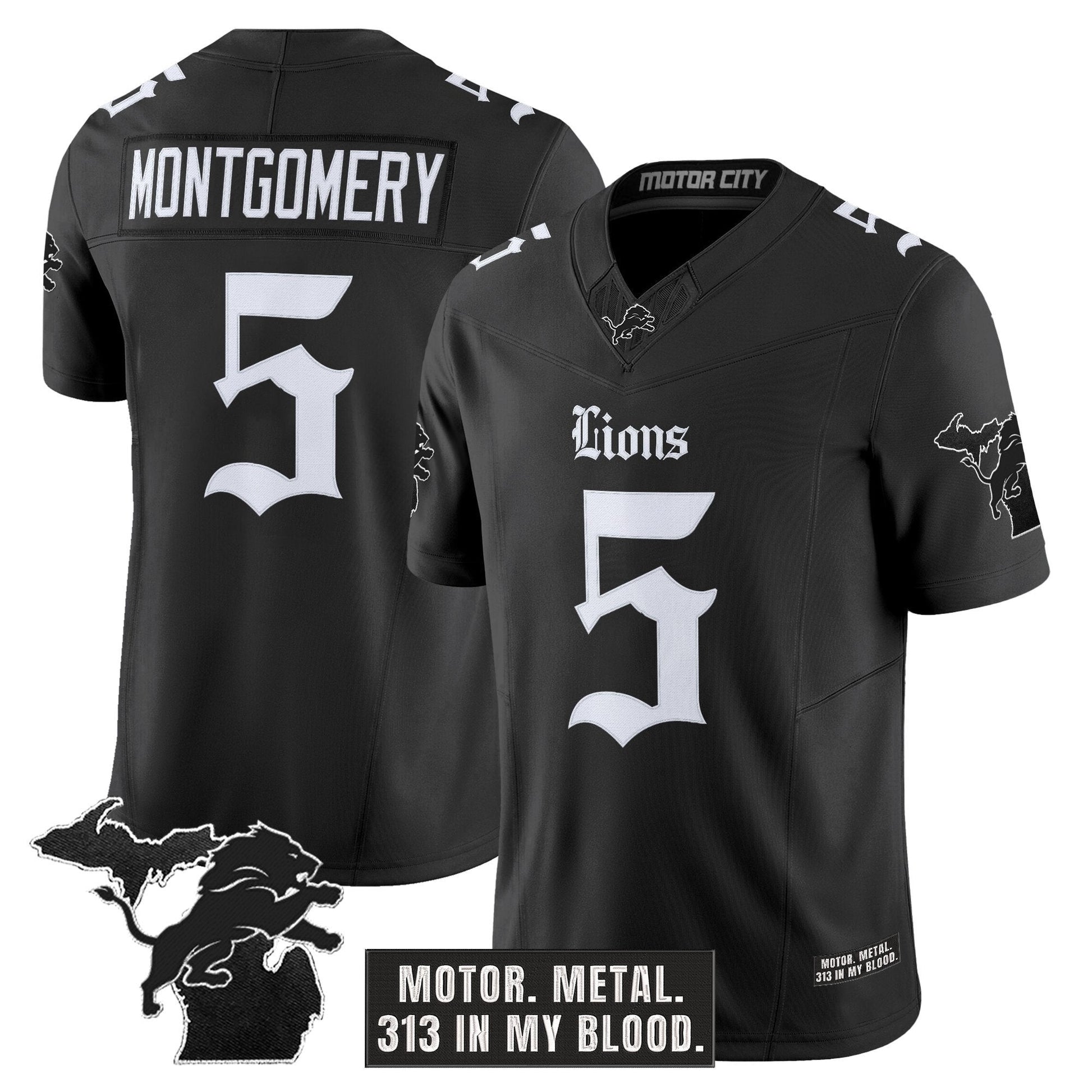 Men's Detroit Lions 'Gothic Motor Grit Edition' Vapor Limited Jersey V2 - All Stitched