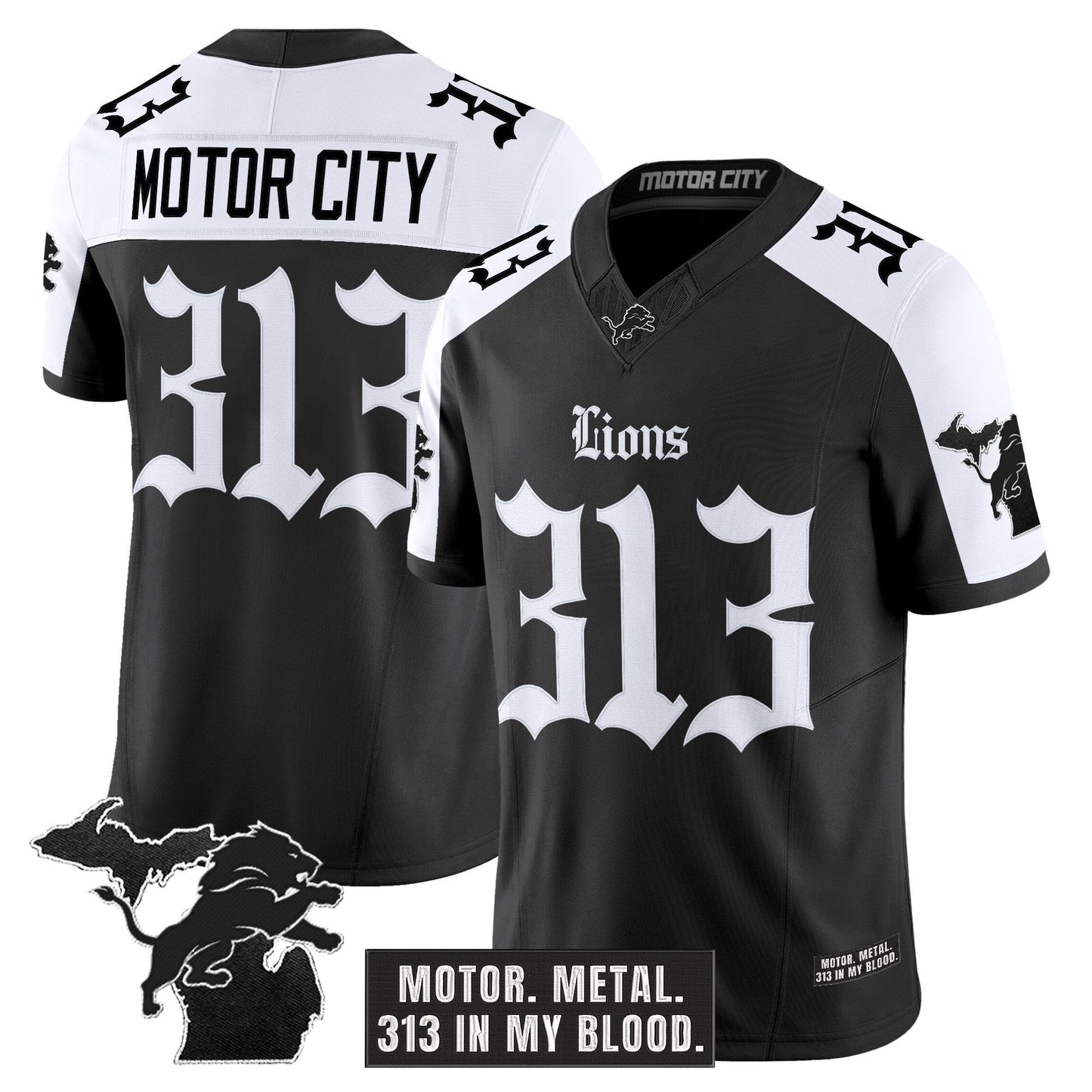 Men's Detroit Lions 'Gothic Motor Grit Edition' Vapor Limited Jersey V2 - All Stitched
