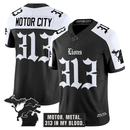 Men's Detroit Lions 'Gothic Motor Grit Edition' Vapor Limited Jersey V2 - All Stitched
