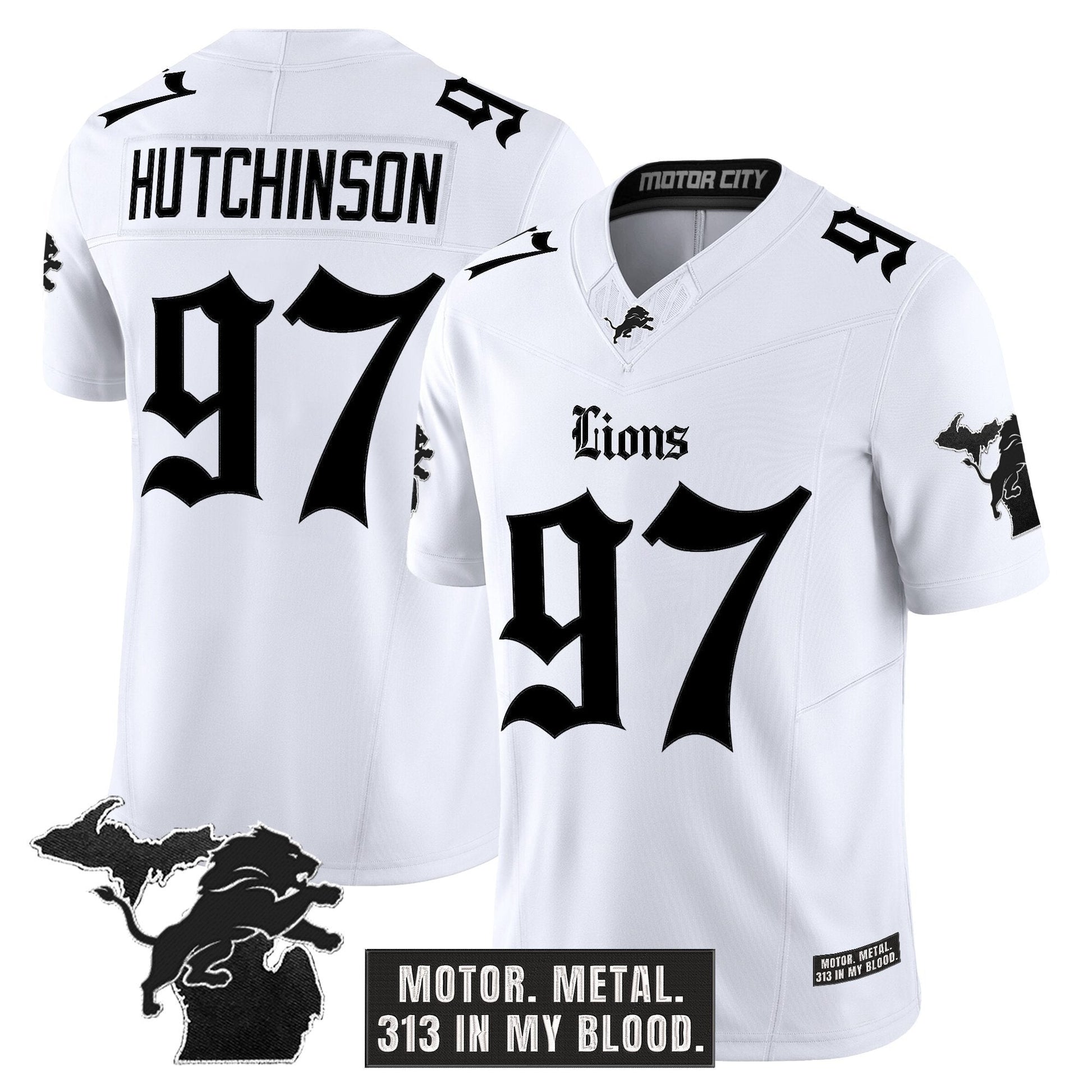 Men's Detroit Lions 'Gothic Motor Grit Edition' Vapor Limited Jersey V2 - All Stitched