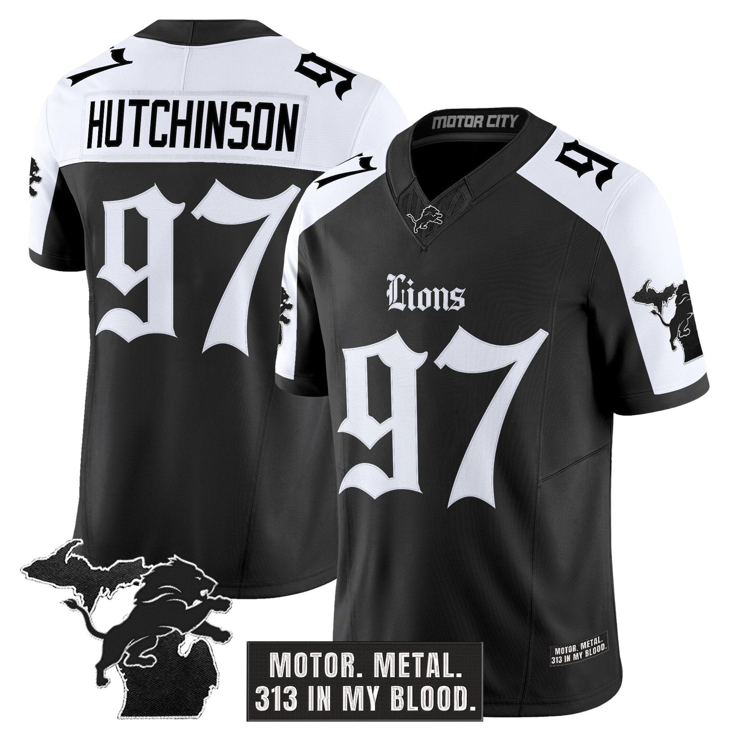 Men's Detroit Lions 'Gothic Motor Grit Edition' Vapor Limited Jersey V2 - All Stitched