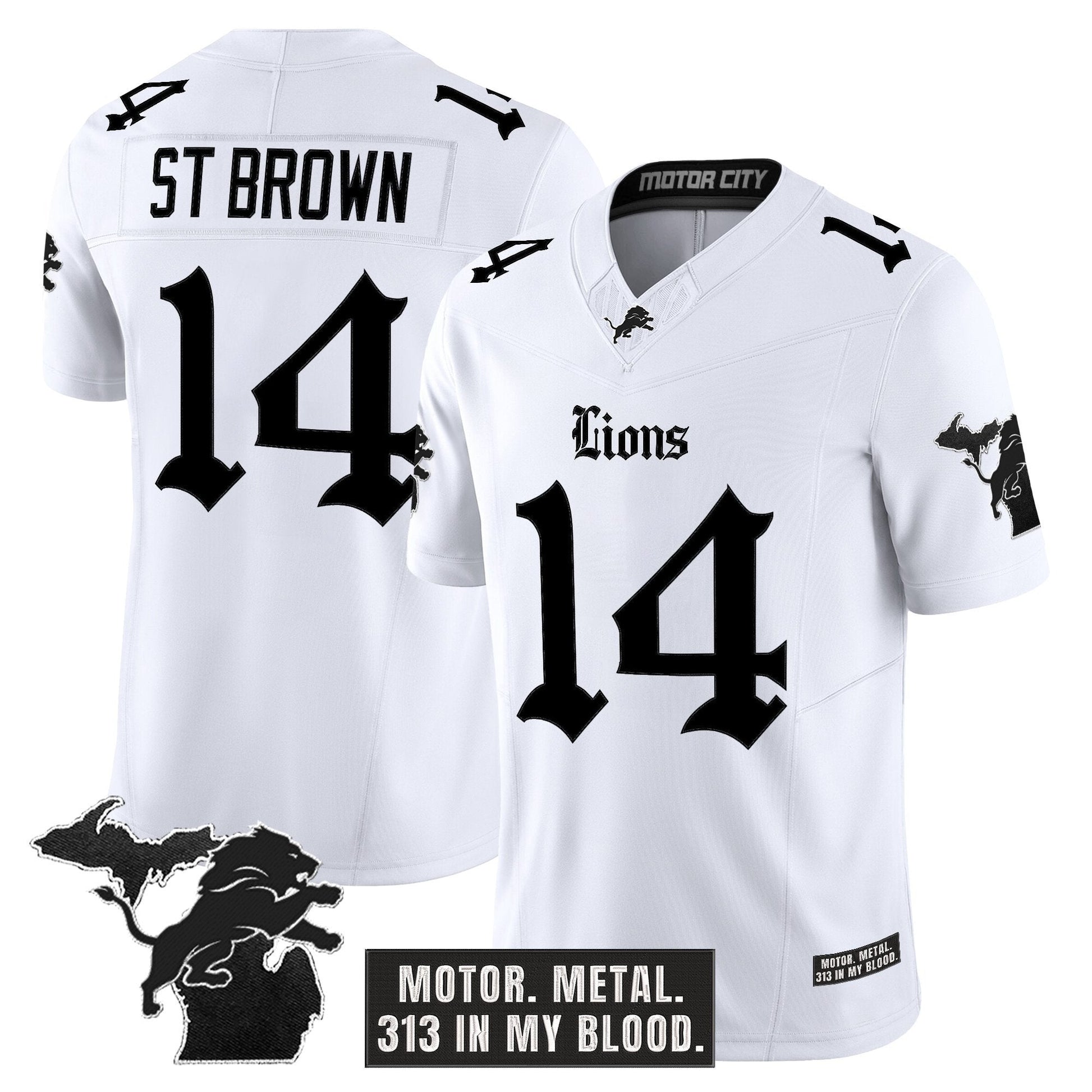 Men's Detroit Lions 'Gothic Motor Grit Edition' Vapor Limited Jersey V2 - All Stitched