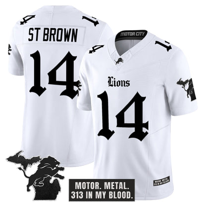 Men's Detroit Lions 'Gothic Motor Grit Edition' Vapor Limited Jersey V2 - All Stitched