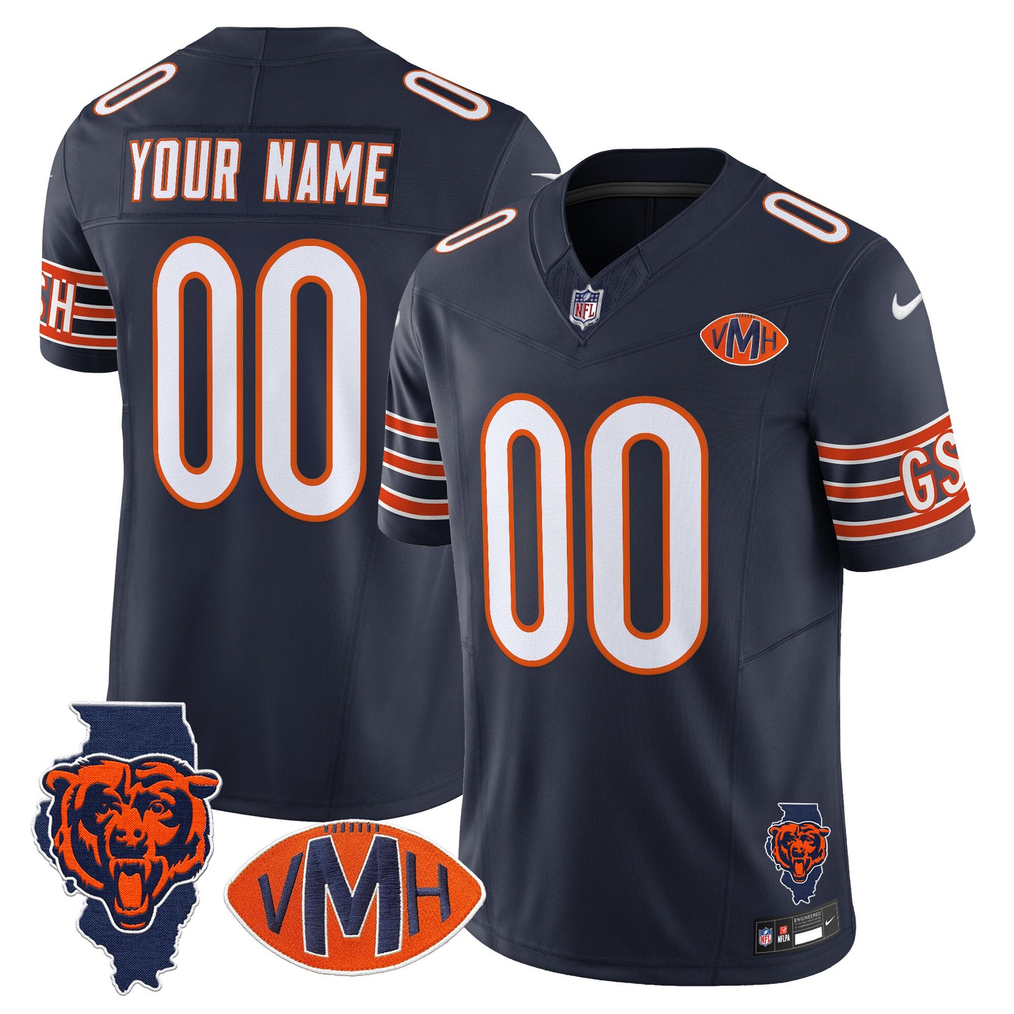Chicago Bears Virginia McCaskey Memorial Patch Vapor Custom Jersey - All Stitched
