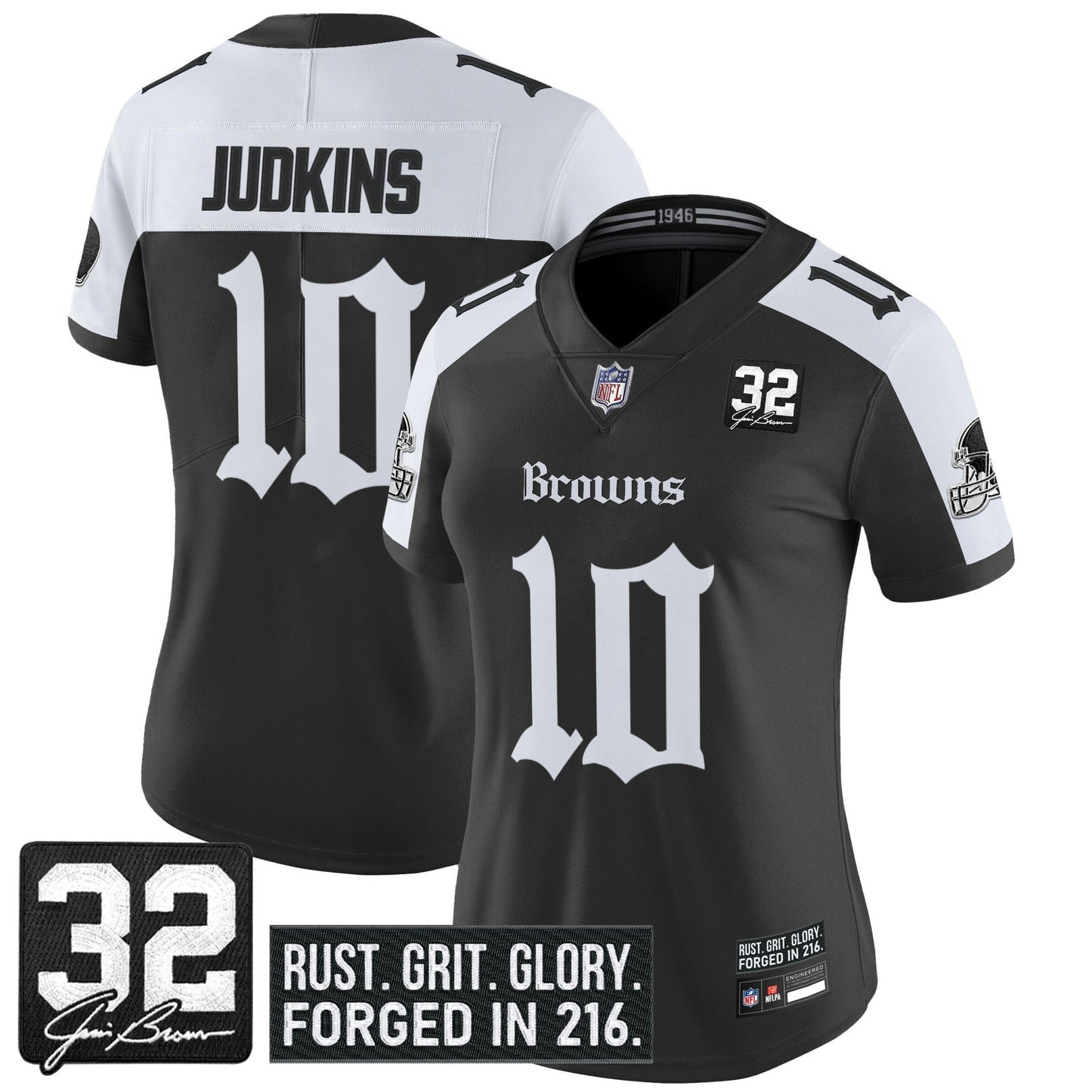 Women's Cleveland Browns 'Gothic Dawg Shadows Drop' Vapor Limited Jersey - All Stitched