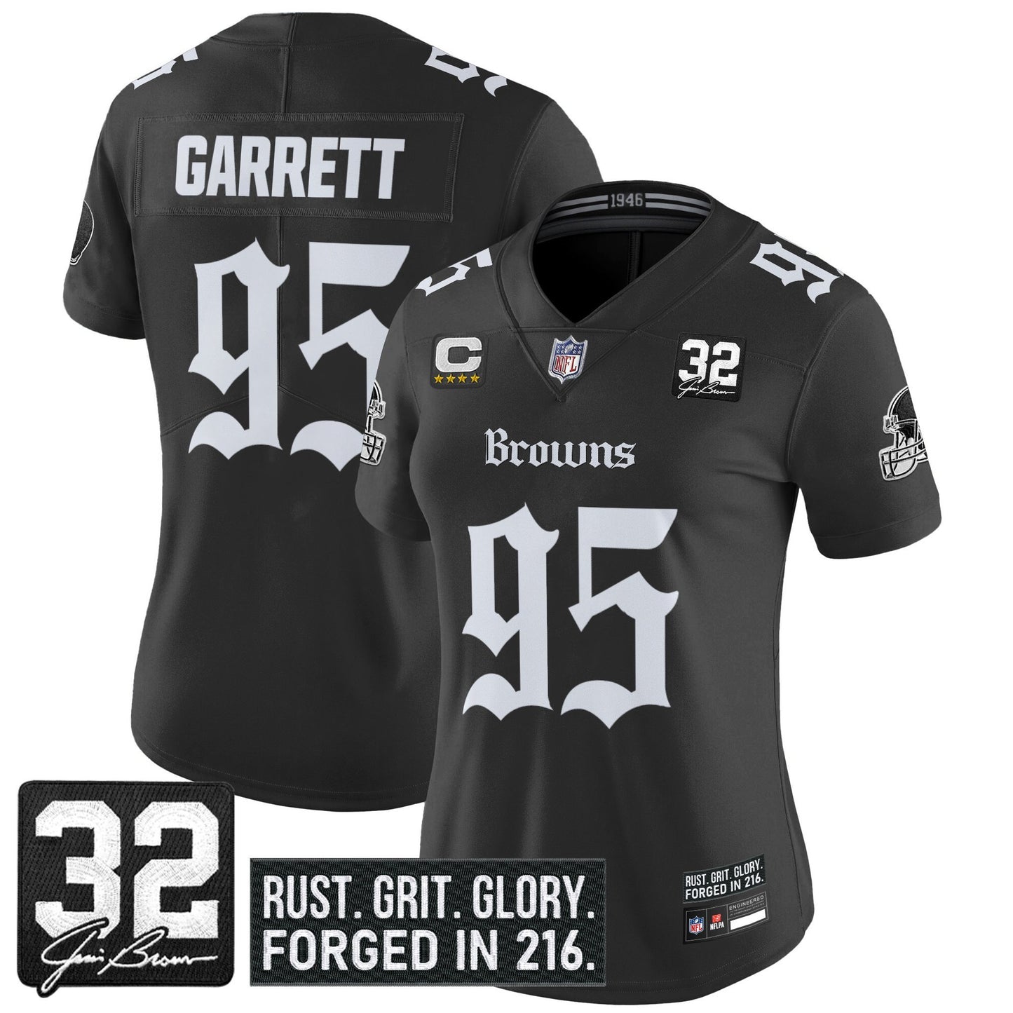 Women's Cleveland Browns 'Gothic Dawg Shadows Drop' Vapor Limited Jersey - All Stitched