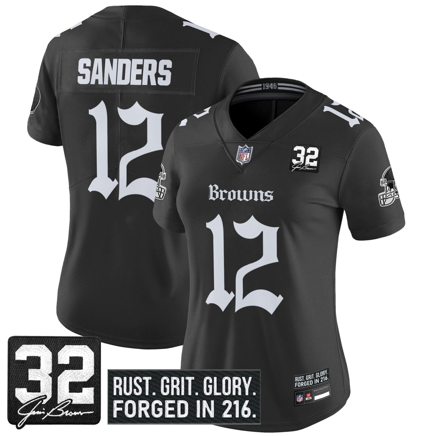 Women's Cleveland Browns 'Gothic Dawg Shadows Drop' Vapor Limited Jersey - All Stitched
