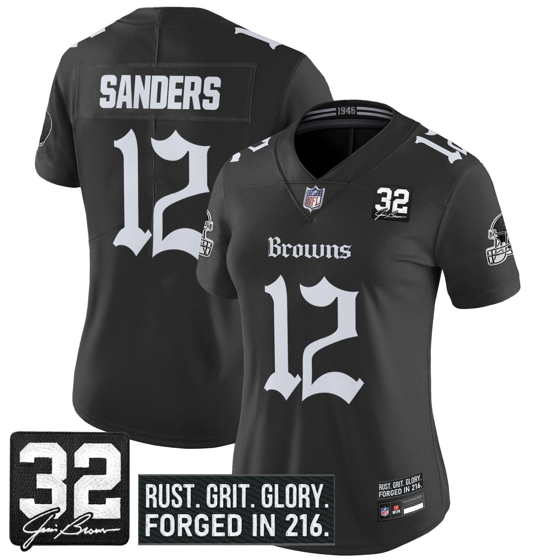 Women's Cleveland Browns 'Gothic Dawg Shadows Drop' Vapor Limited Jersey - All Stitched