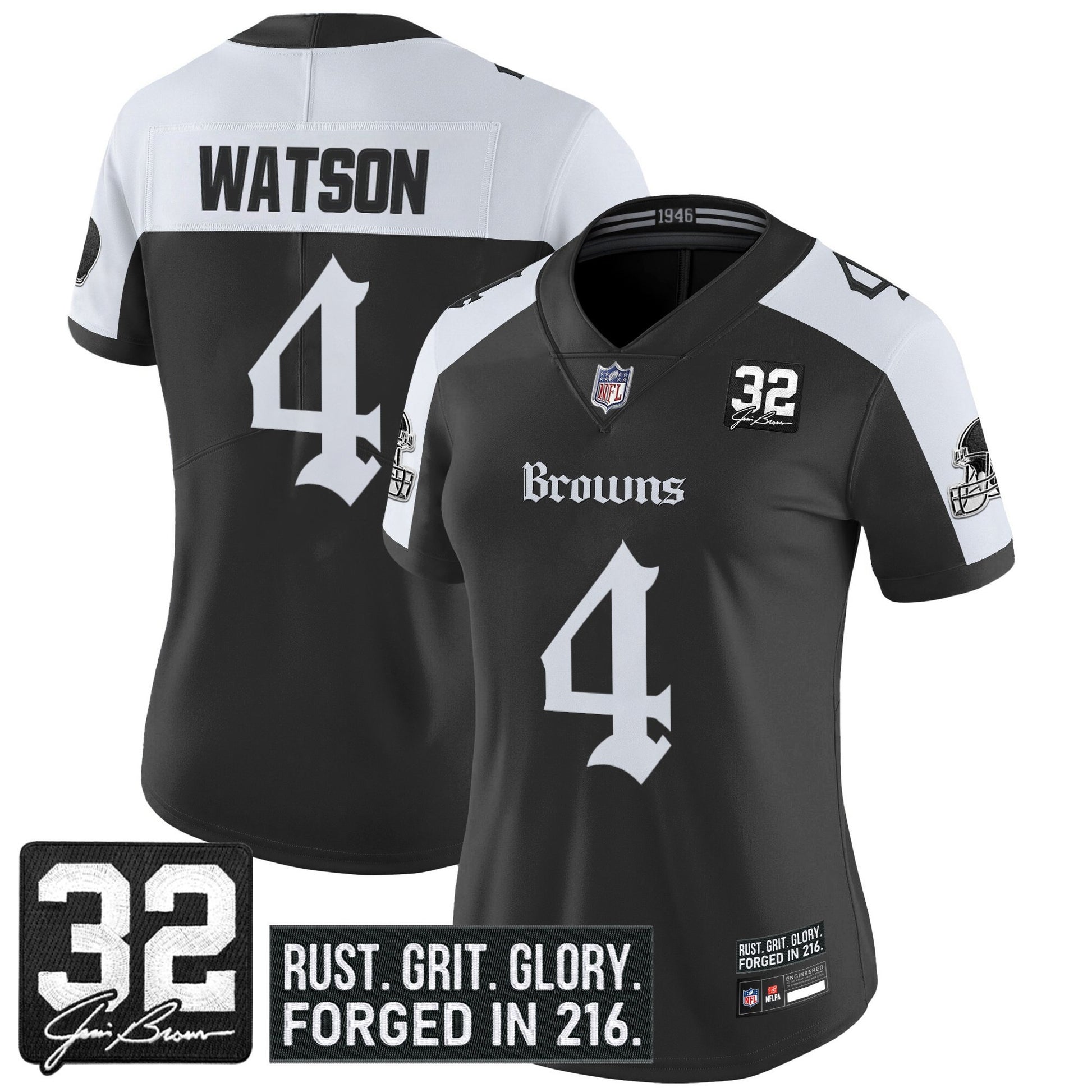 Women's Cleveland Browns 'Gothic Dawg Shadows Drop' Vapor Limited Jersey - All Stitched