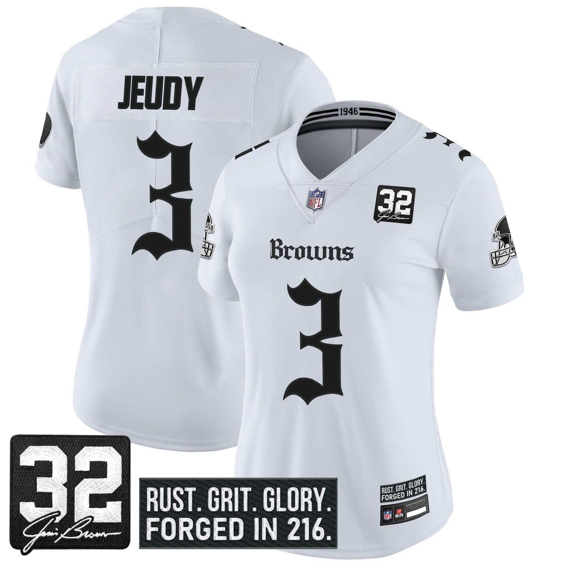 Women's Cleveland Browns 'Gothic Dawg Shadows Drop' Vapor Limited Jersey - All Stitched