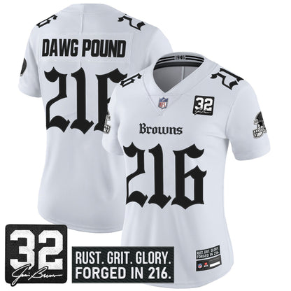 Women's Cleveland Browns 'Gothic Dawg Shadows Drop' Vapor Limited Jersey - All Stitched