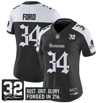 Women's Cleveland Browns 'Gothic Dawg Shadows Drop' Vapor Limited Jersey - All Stitched