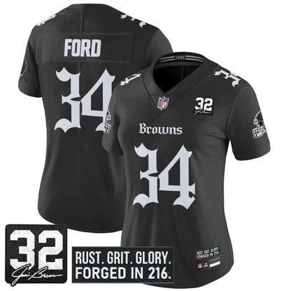 Women's Cleveland Browns 'Gothic Dawg Shadows Drop' Vapor Limited Jersey - All Stitched