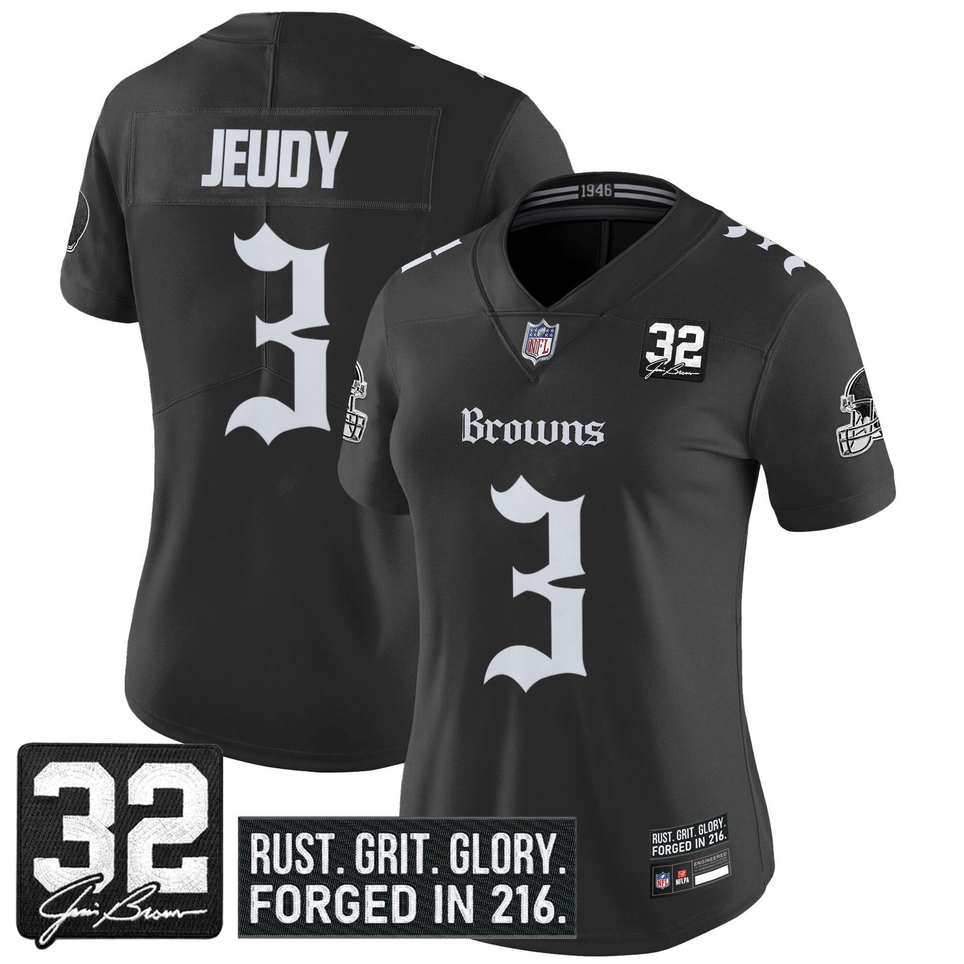 Women's Cleveland Browns 'Gothic Dawg Shadows Drop' Vapor Limited Jersey - All Stitched