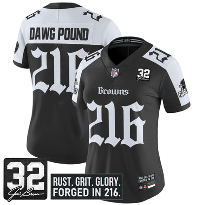 Women's Cleveland Browns 'Gothic Dawg Shadows Drop' Vapor Limited Jersey - All Stitched