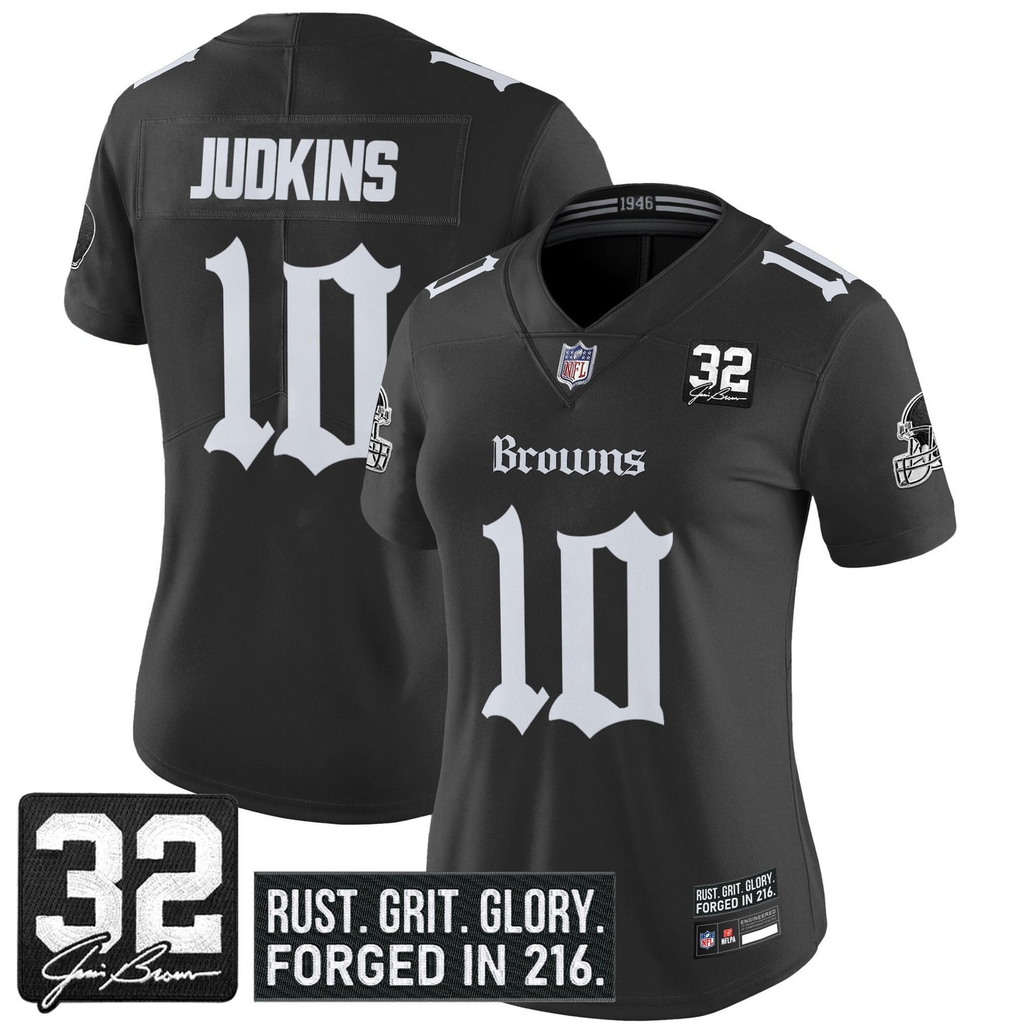 Women's Cleveland Browns 'Gothic Dawg Shadows Drop' Vapor Limited Jersey - All Stitched