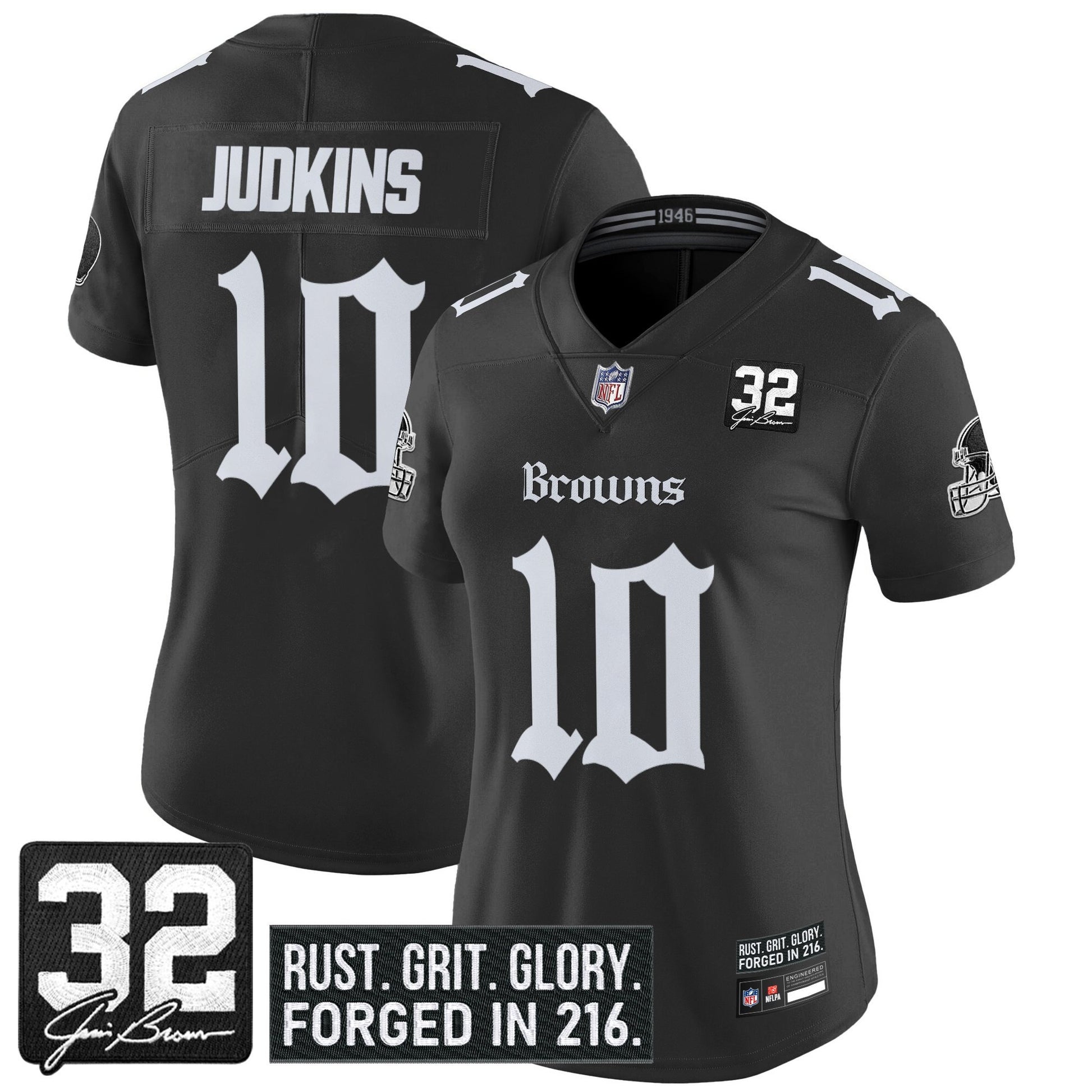Women's Cleveland Browns 'Gothic Dawg Shadows Drop' Vapor Limited Jersey - All Stitched