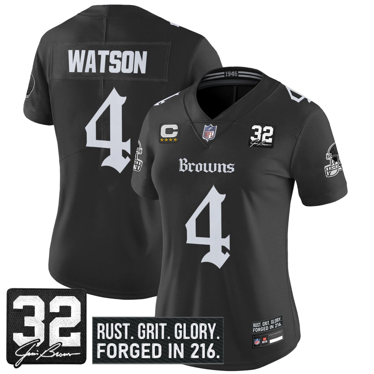 Women's Cleveland Browns 'Gothic Dawg Shadows Drop' Vapor Limited Jersey - All Stitched