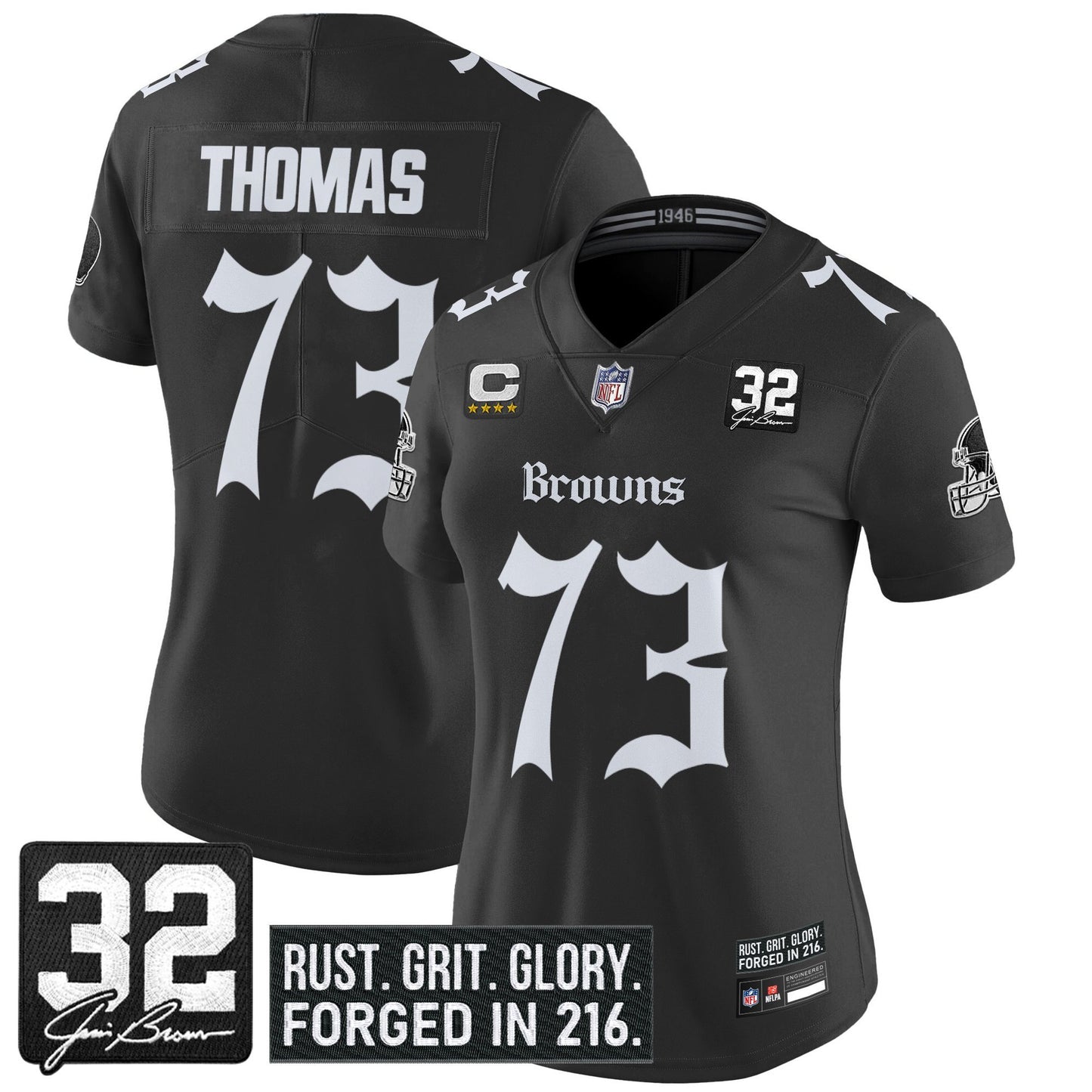 Women's Cleveland Browns 'Gothic Dawg Shadows Drop' Vapor Limited Jersey - All Stitched