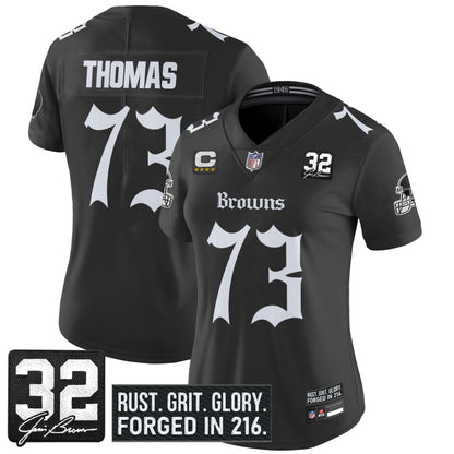 Women's Cleveland Browns 'Gothic Dawg Shadows Drop' Vapor Limited Jersey - All Stitched