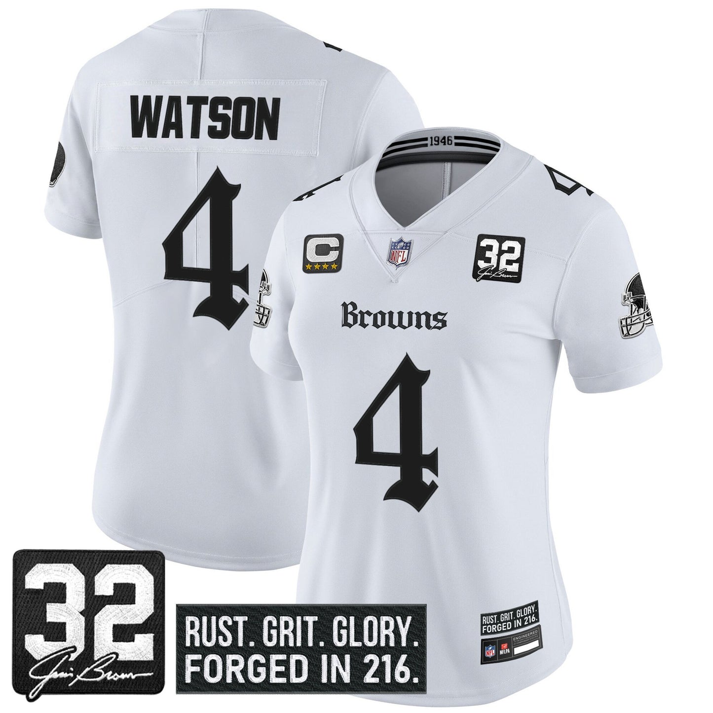 Women's Cleveland Browns 'Gothic Dawg Shadows Drop' Vapor Limited Jersey - All Stitched