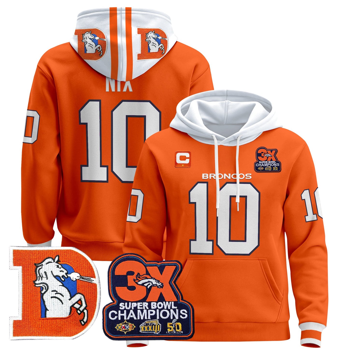 Men's Denver Broncos Throwback Premium Pullover Hoodie - All Stitched