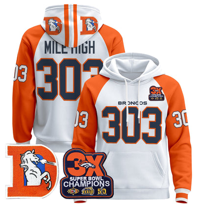 Men's Denver Broncos Throwback Premium Pullover Hoodie - All Stitched
