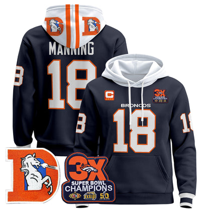 Men's Denver Broncos Throwback Premium Pullover Hoodie - All Stitched