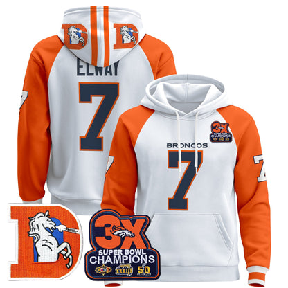 Men's Denver Broncos Throwback Premium Pullover Hoodie - All Stitched