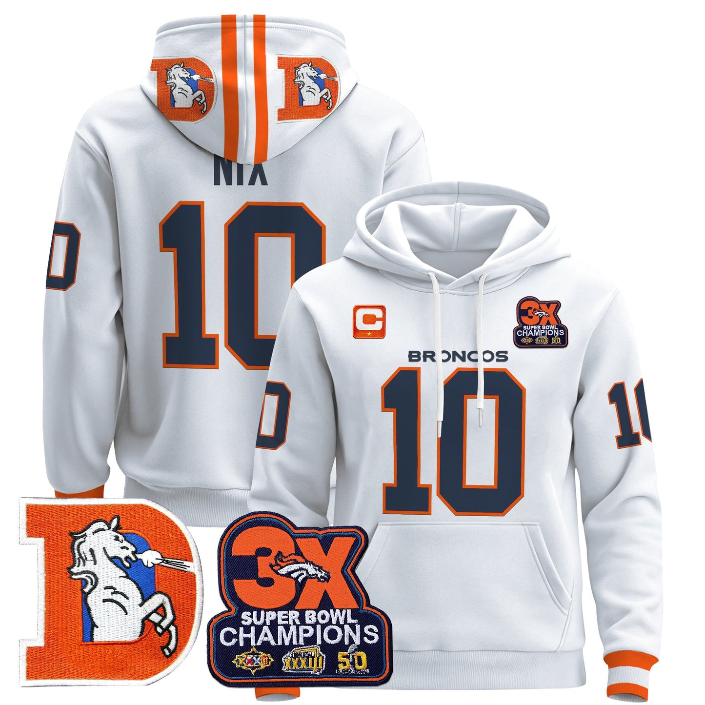 Men's Denver Broncos Throwback Premium Pullover Hoodie - All Stitched