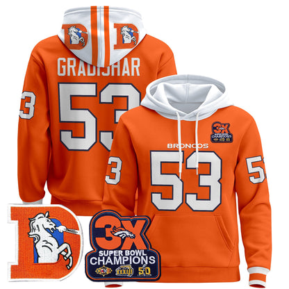 Men's Denver Broncos Throwback Premium Pullover Hoodie - All Stitched