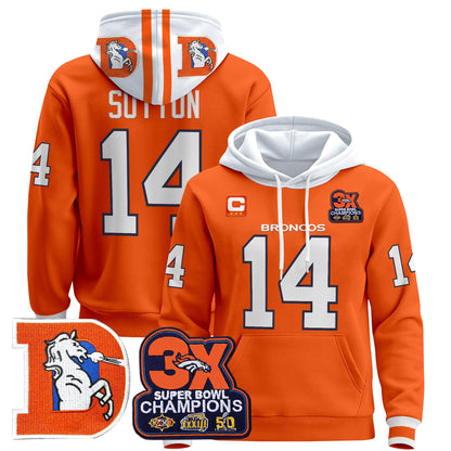 Men's Denver Broncos Throwback Premium Pullover Hoodie - All Stitched
