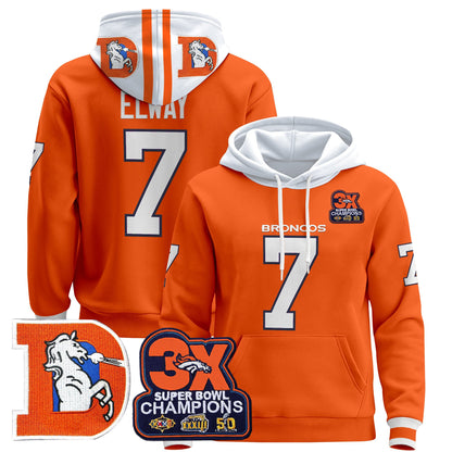 Men's Denver Broncos Throwback Premium Pullover Hoodie - All Stitched