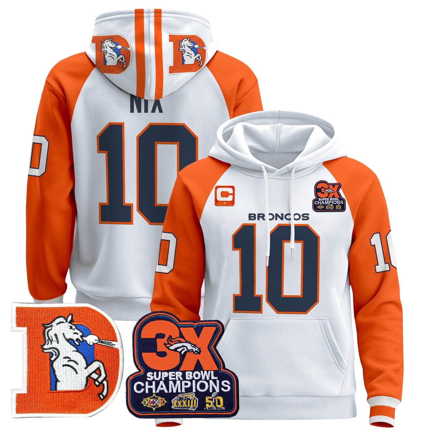Men's Denver Broncos Throwback Premium Pullover Hoodie - All Stitched