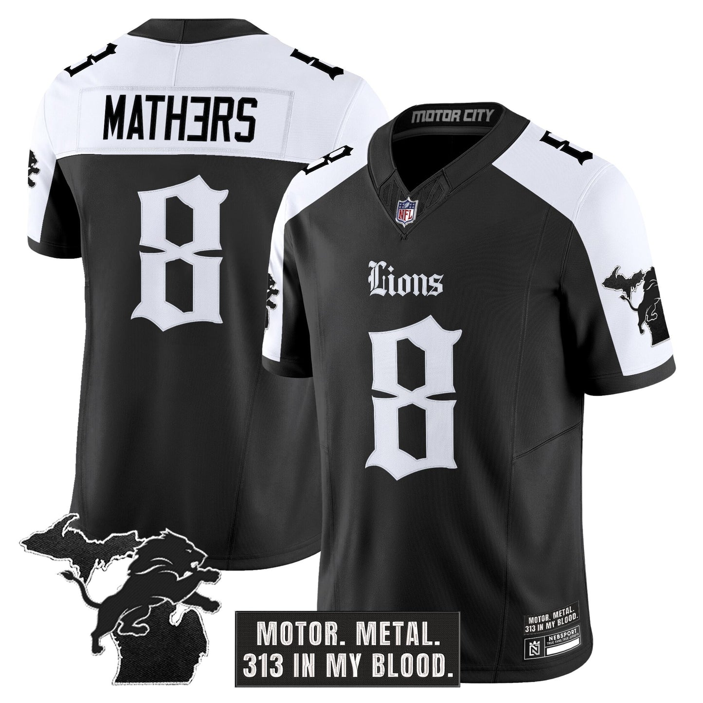 Men's Detroit Lions 'Gothic Motor Grit Edition' Vapor Limited Jersey - All Stitched