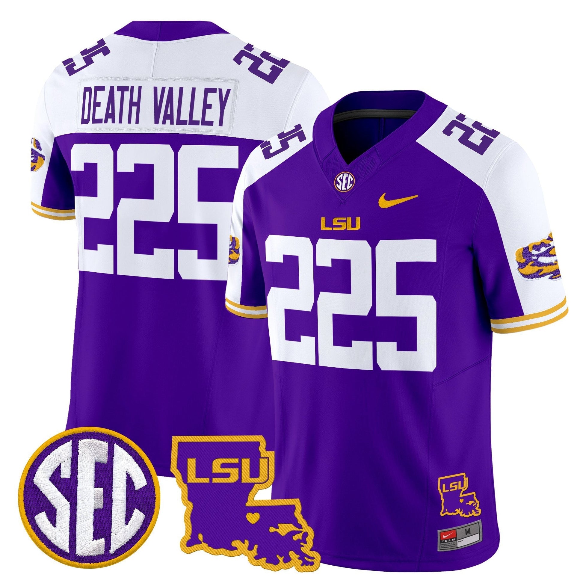 Men's LSU Tigers 2025 Louisiana Patch Vapor Limited Jersey - All Stitched