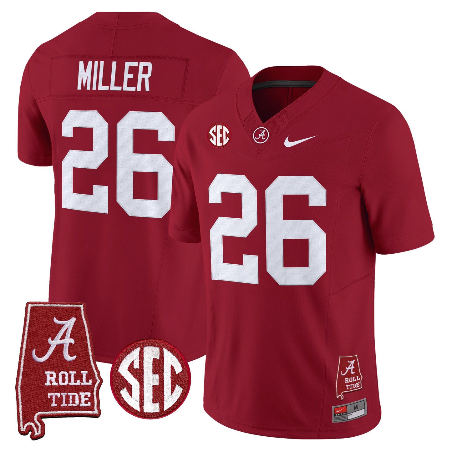 Men's Alabama Crimson Tide 2025 Vapor Limited Jersey - Alabama Map - All Stitched