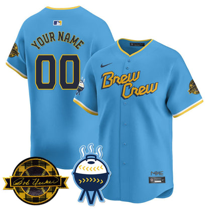 Men's Milwaukee Brewers Bob Uecker Patch Vapor Limited Custom Jersey - All Stitched