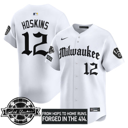 Men's Milwaukee Brewers Bob Uecker Patch Vapor Premier Limited Jersey - Gothic Edition - All Stitched