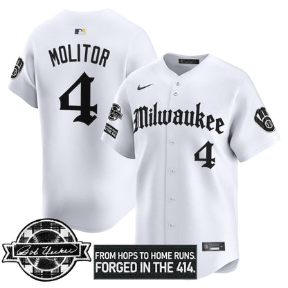 Men's Milwaukee Brewers Bob Uecker Patch Vapor Premier Limited Jersey - Gothic Edition - All Stitched