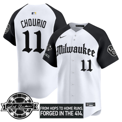 Men's Milwaukee Brewers Bob Uecker Patch Vapor Premier Limited Jersey - Gothic Edition - All Stitched