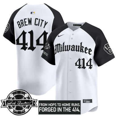 Men's Milwaukee Brewers Bob Uecker Patch Vapor Premier Limited Jersey - Gothic Edition - All Stitched