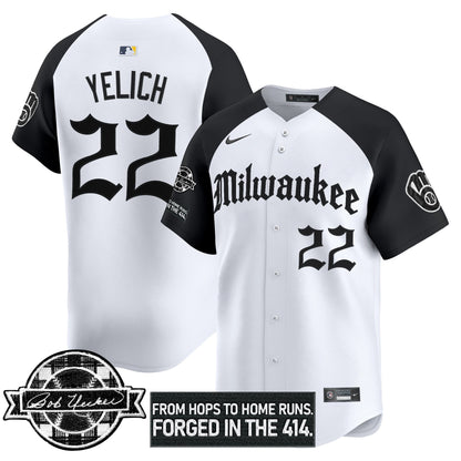 Men's Milwaukee Brewers Bob Uecker Patch Vapor Premier Limited Jersey - Gothic Edition - All Stitched