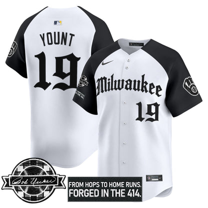 Men's Milwaukee Brewers Bob Uecker Patch Vapor Premier Limited Jersey - Gothic Edition - All Stitched