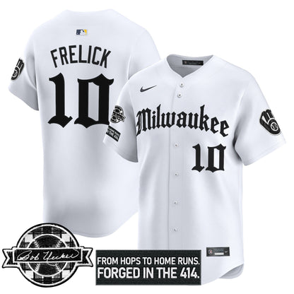 Men's Milwaukee Brewers Bob Uecker Patch Vapor Premier Limited Jersey - Gothic Edition - All Stitched