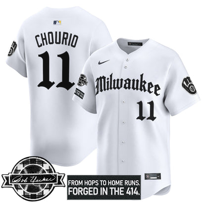 Men's Milwaukee Brewers Bob Uecker Patch Vapor Premier Limited Jersey - Gothic Edition - All Stitched