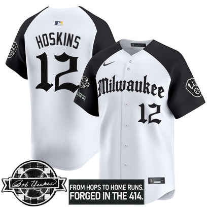 Men's Milwaukee Brewers Bob Uecker Patch Vapor Premier Limited Jersey - Gothic Edition - All Stitched