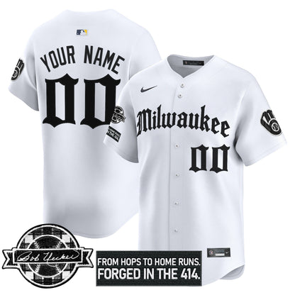 Milwaukee Brewers Bob Uecker Patch Vapor Premier Limited Custom Jersey - Gothic Edition - All Stitched